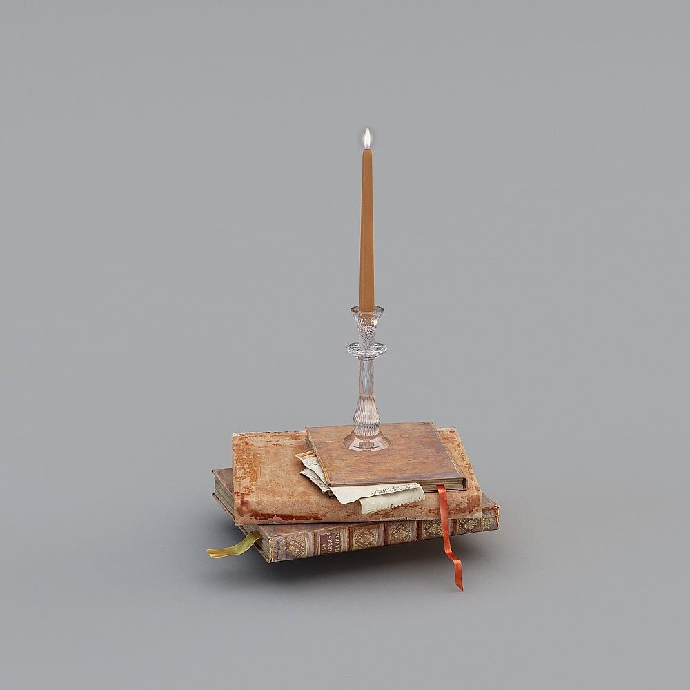 Candle and books ornament