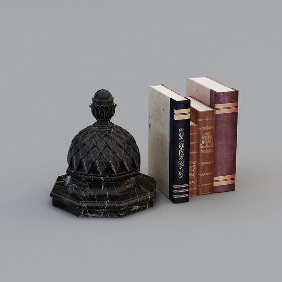 Vintage Bookshelf 3D model for Art Spaces