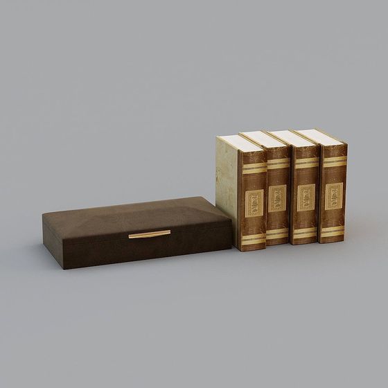 Classic Books and Antique Box 3D model