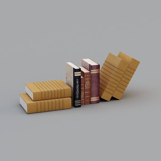 Library Corner 3D model - Vintage Books Collection