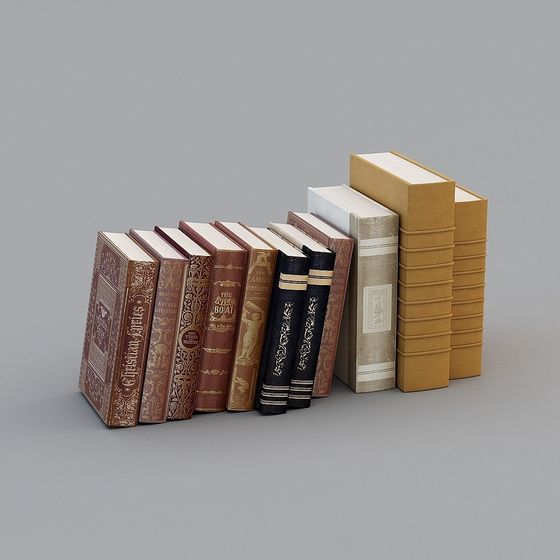 Low-Poly Vintage Books Stack 3D Model
