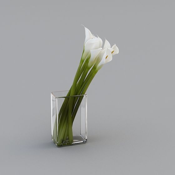 Glass Vase with White Lily 3D model for Creative Projects