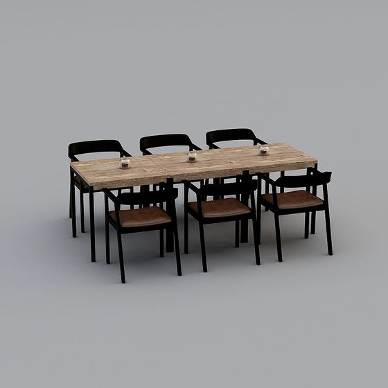 Modern Minimalist Dining Table and Chair Set 3D model