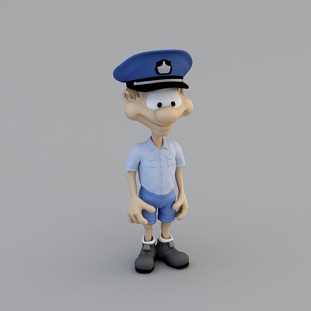 Cartoon Cop 3D Model - Playful Character Design