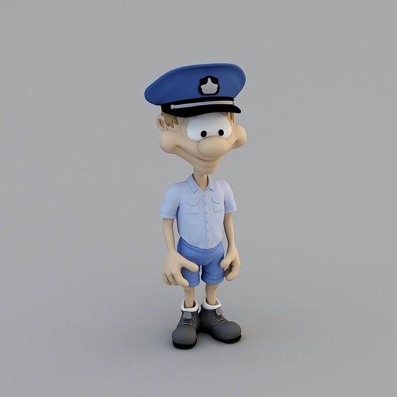 Cartoon Cop 3D Model - Playful Character Design