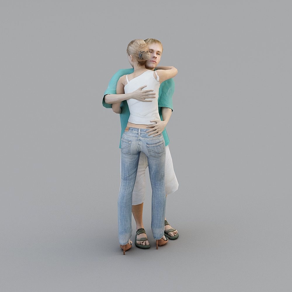 Love Moment 3D model in Low-Poly Style