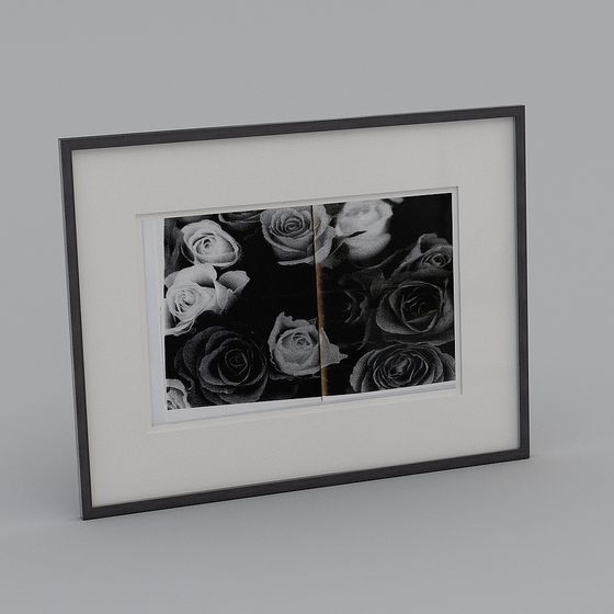 Black and White Rose Frame 3D model