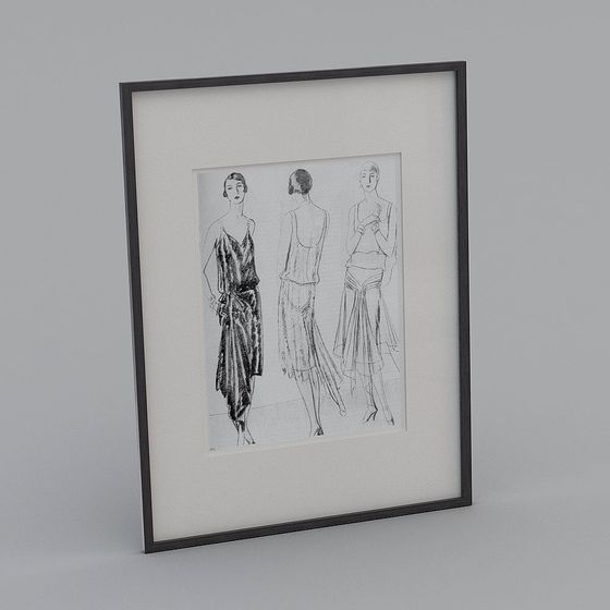Art Deco Fashion Sketch 3D model