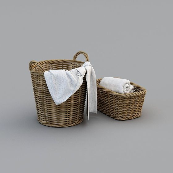 Natural Woven Basket Set 3D model