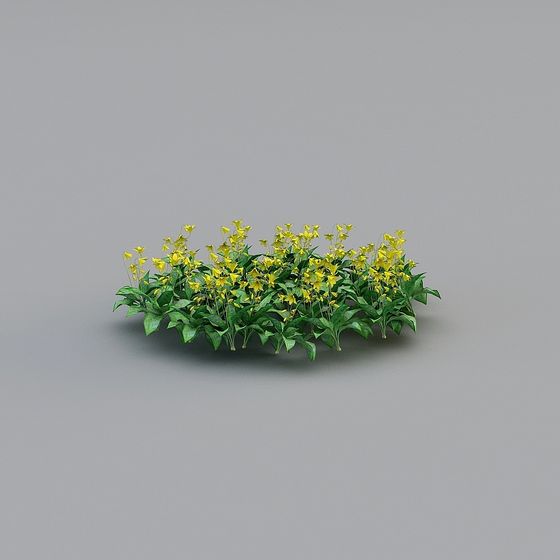 Vibrant Grass Flower Bed 3D model