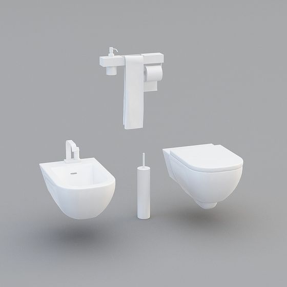Modern Minimalist Bathroom Set 3D model
