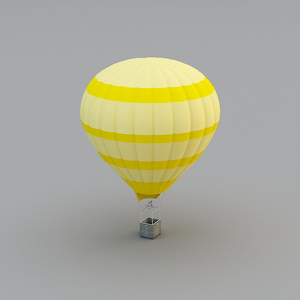 Vibrant Low-Poly Hot Air Balloon 3D Model