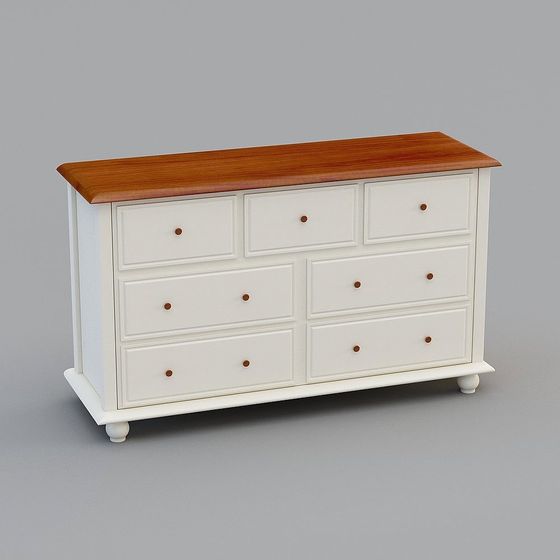 Elegant Six-Drawer Cabinet 3D model