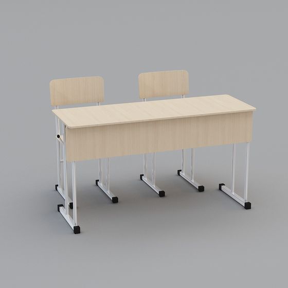 Stylish School Desk and Chair 3D Model for Education