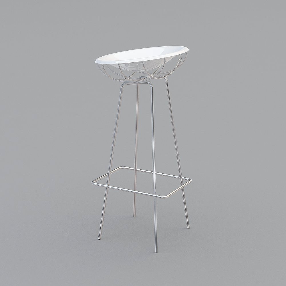 Sleek Streamlined Bar Stool 3D model