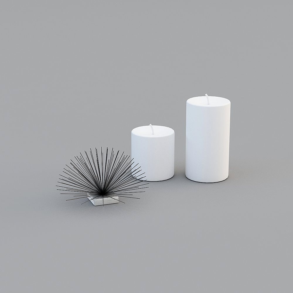 Elegant Minimalist Candle Holders 3D model Set
