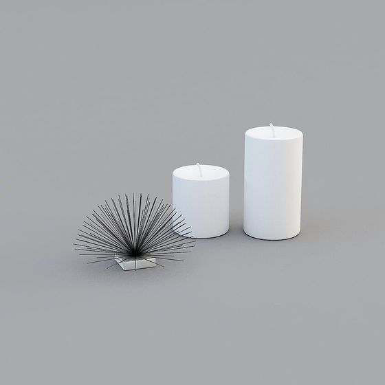 Elegant Minimalist Candle Holders 3D model Set