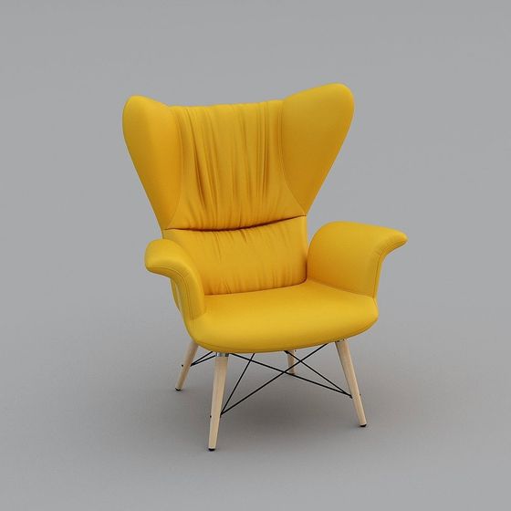 Unique Wing Chair 3D model with Minimalist Design