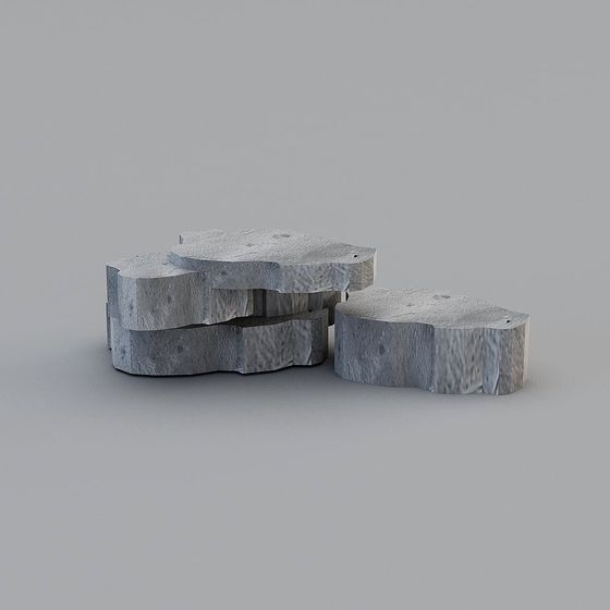 Unique Stone Platforms 3D Model in a Gray Desert