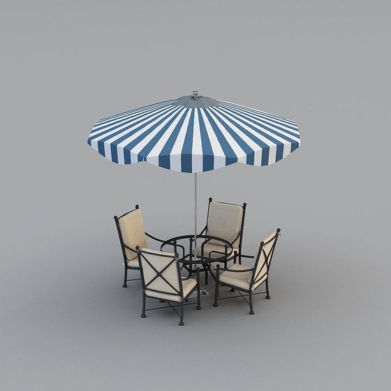 Chic Outdoor Lounge Table and Chair Set 3D model