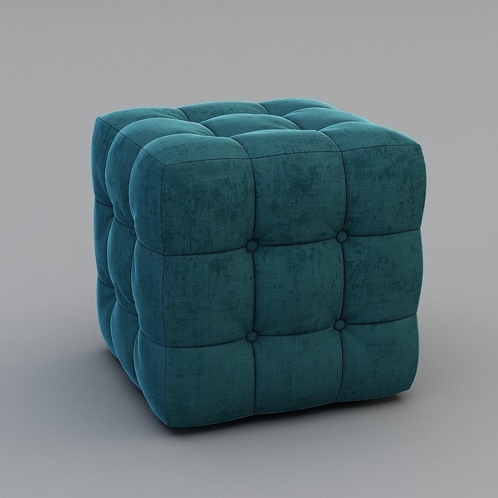 Velvet Square Stool 3D model