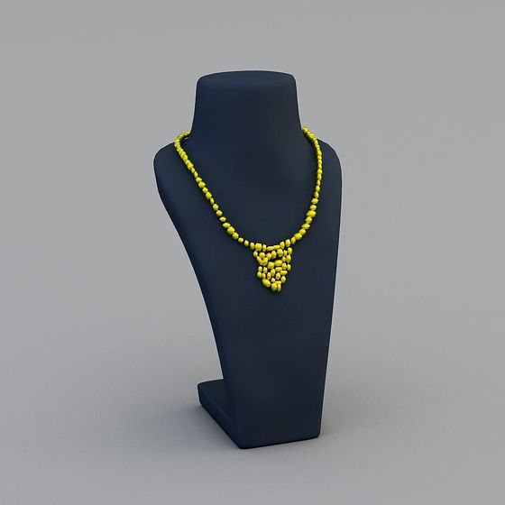 Vibrant Yellow Low-Poly Necklace 3D Model