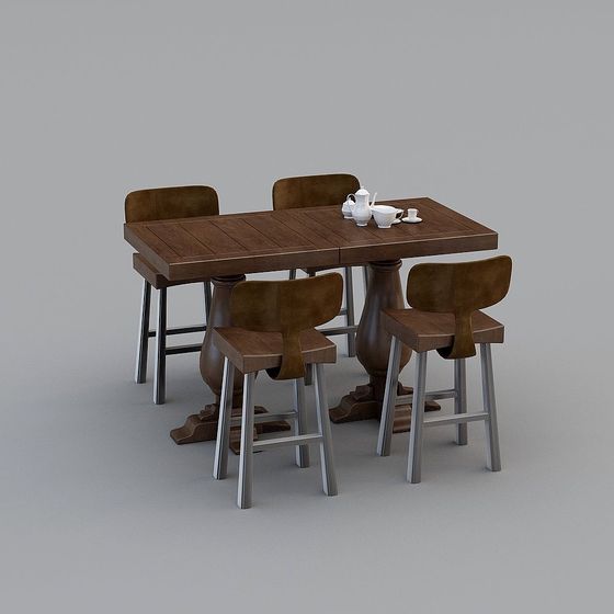 Chic 3D Dining Table and Chair Set Model