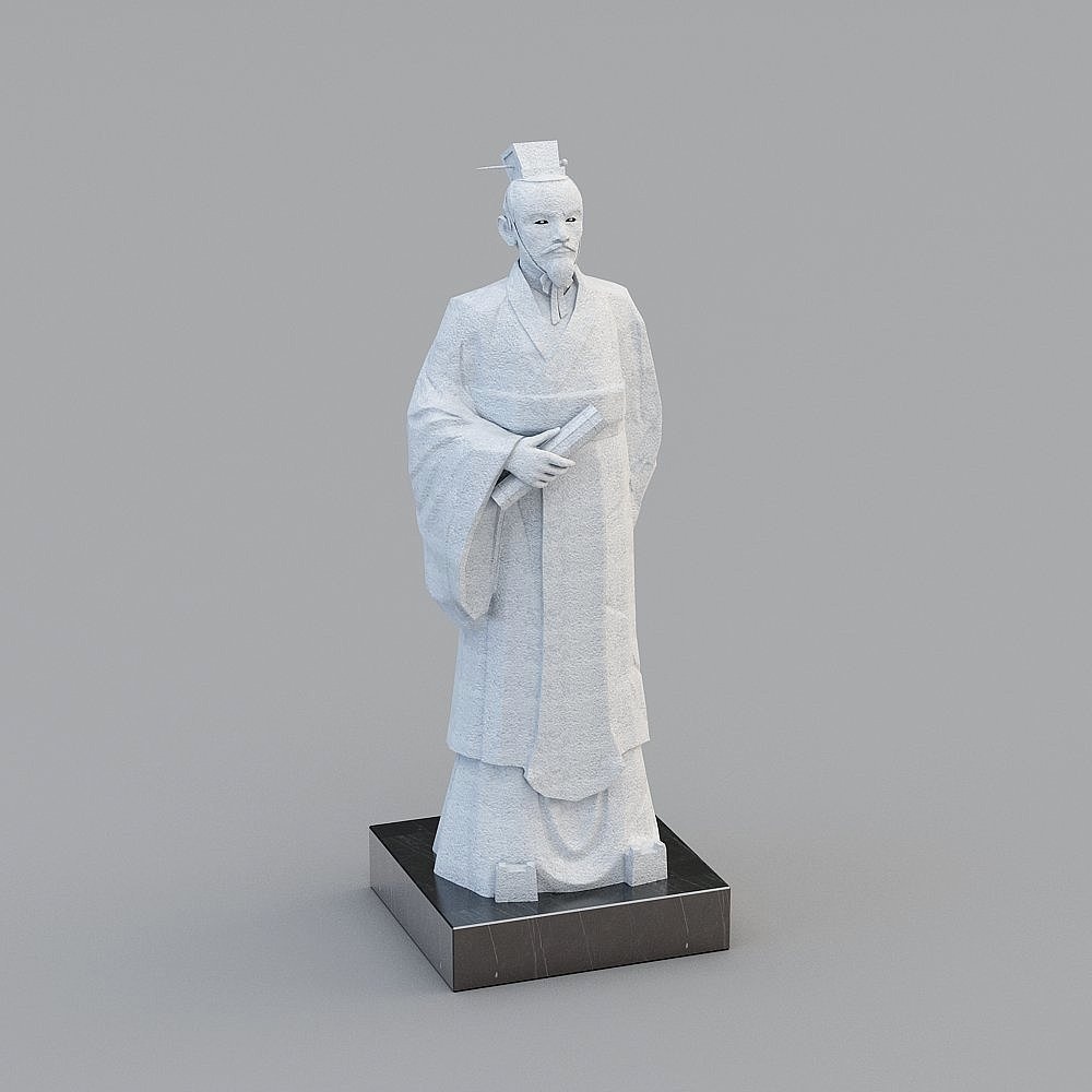 Ancient Scholar 3D Model in Low Poly Style