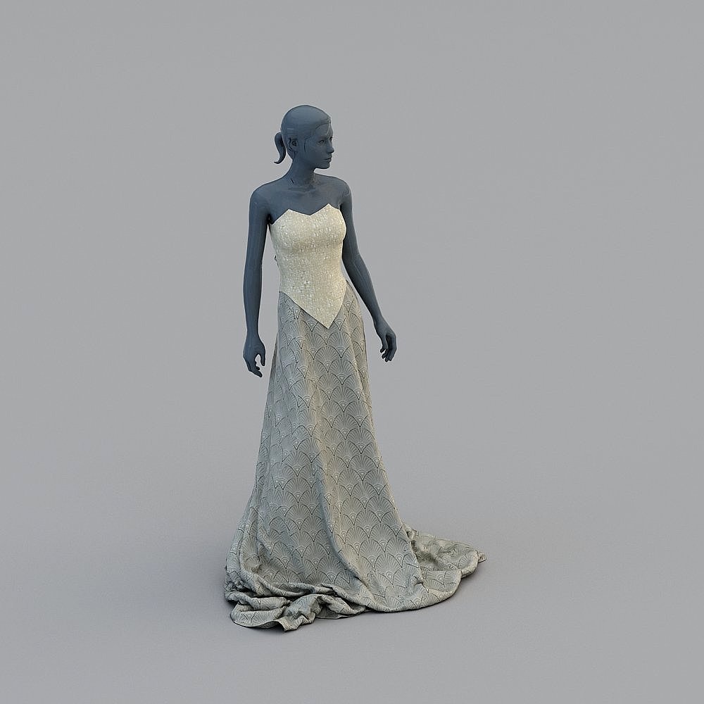 Elegant Dreamy Dress Lady 3D model