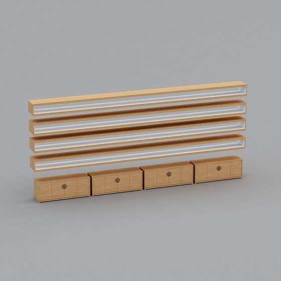 Stylish Wooden Storage Rack 3D model