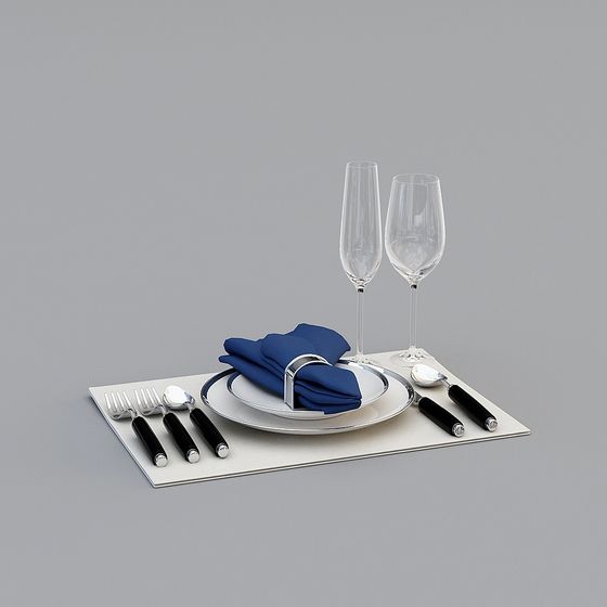 Elegant Table Setting 3D model for Modern Aesthetics