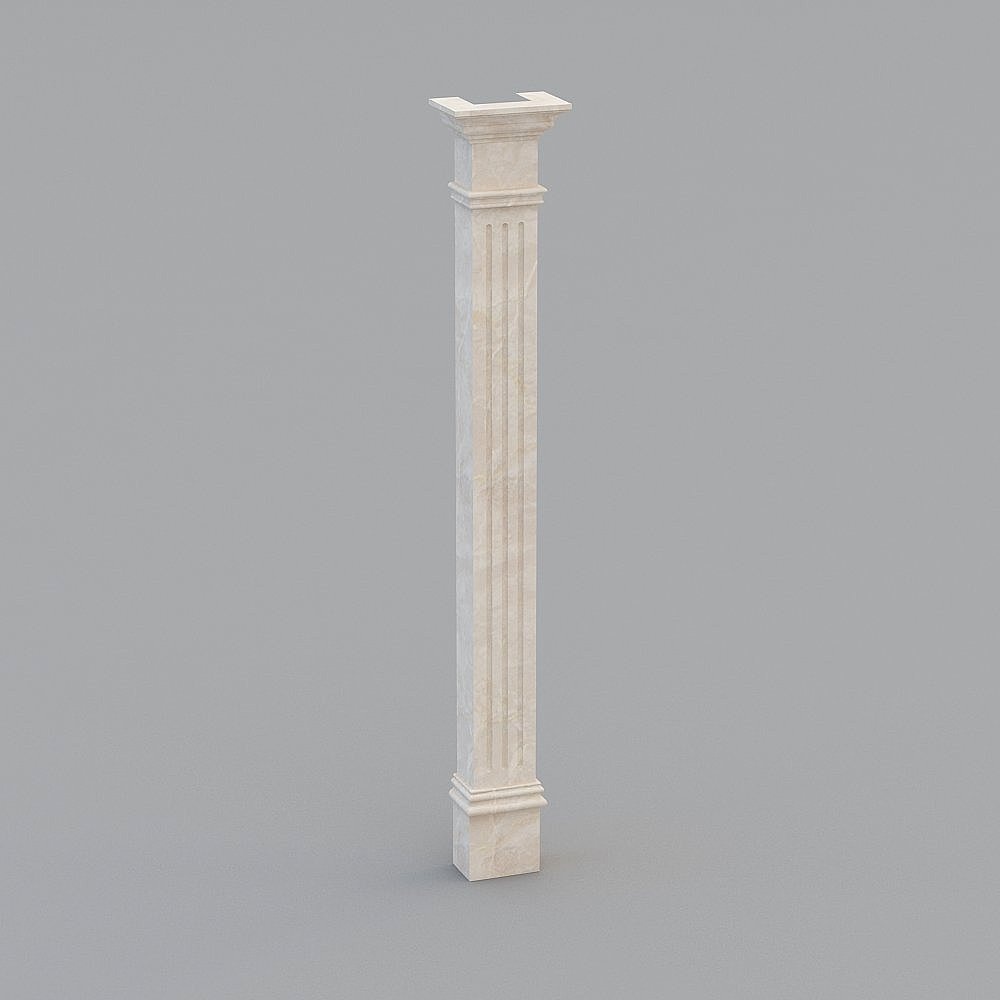 Elegant Low-Poly Marble Column 3D model