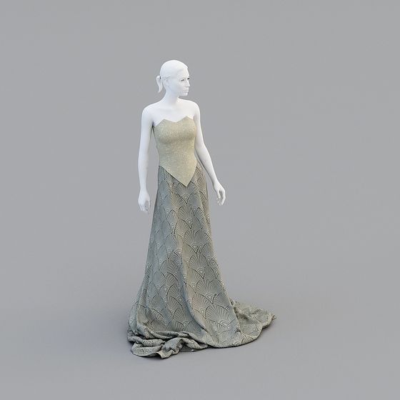 Elegant Low-Polygon Dress 3D Model