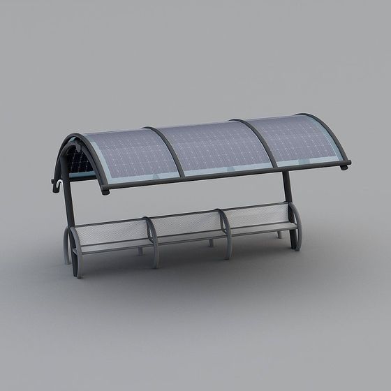 Modern Solar Bench 3D model for Future Cities