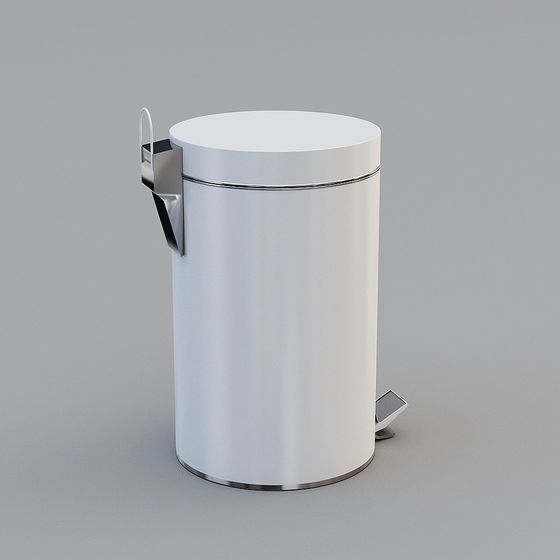 Sleek Stainless Steel Trash Can 3D model