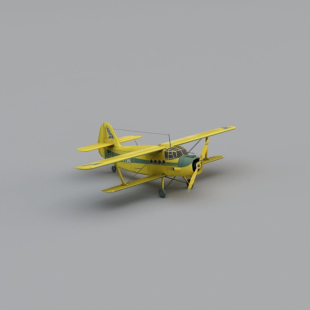 Vintage Biplane 3D Model with Nostalgic Charm