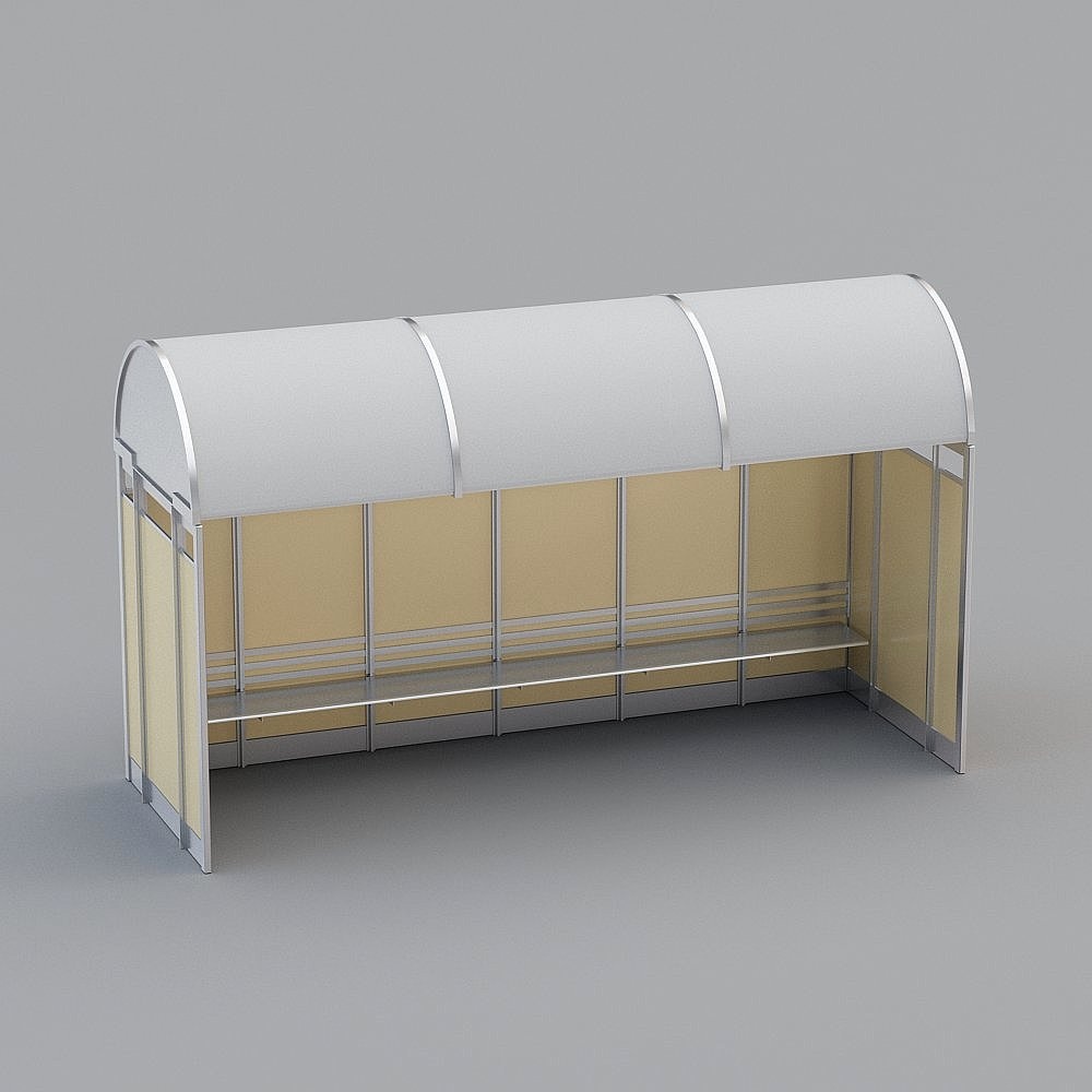 Curved Bus Shelter 3D model