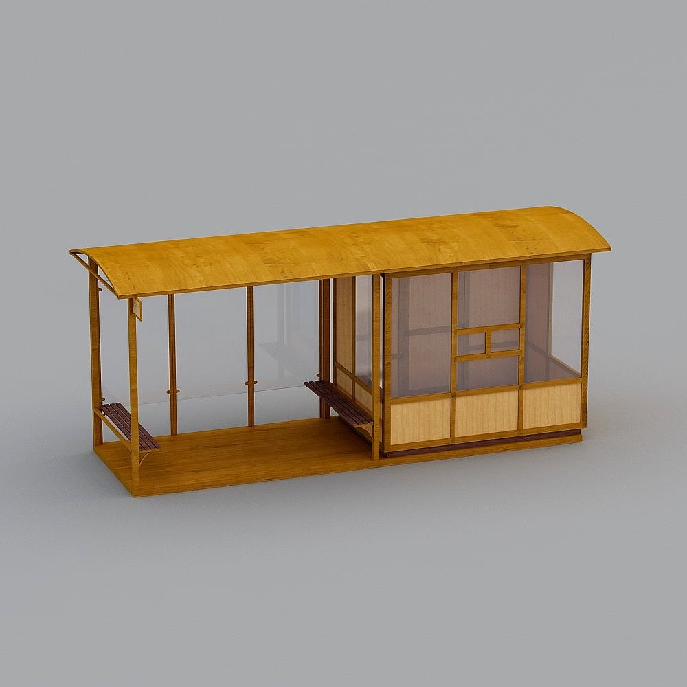 Retro Bus Stop 3D model