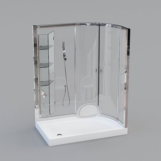 Elegant Low-Polygon Shower Room 3D Model