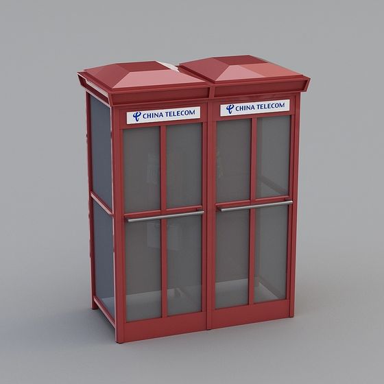 Vintage Telephone Booth 3D model