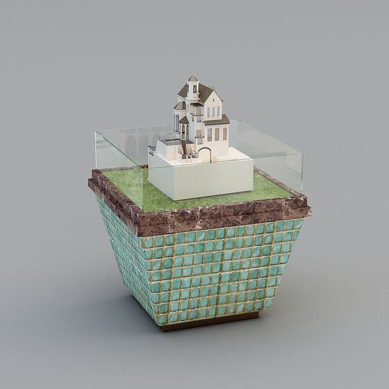 Dreamy House in a Glass Cube 3D model