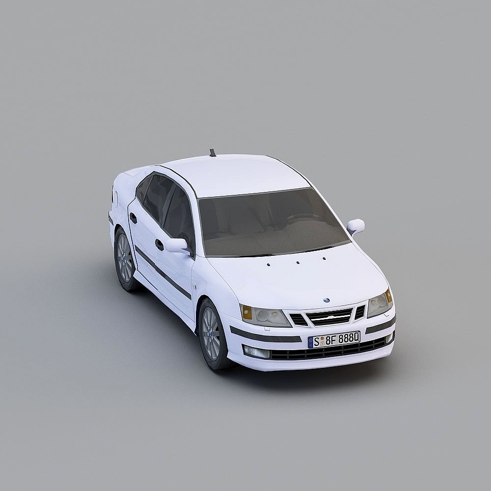 Classic White Saab 9-3 3D model