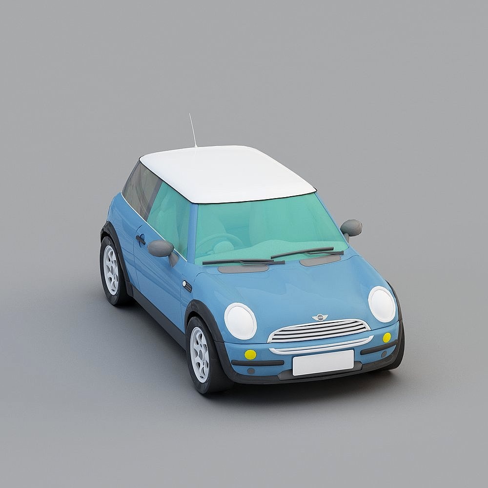 Stylish Mini Car 3D model in Low Poly Design