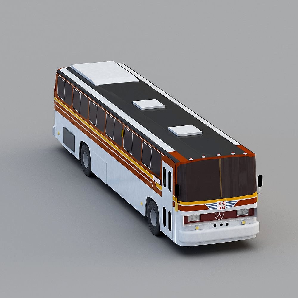 Retro Bus 3D model with Low Poly Style