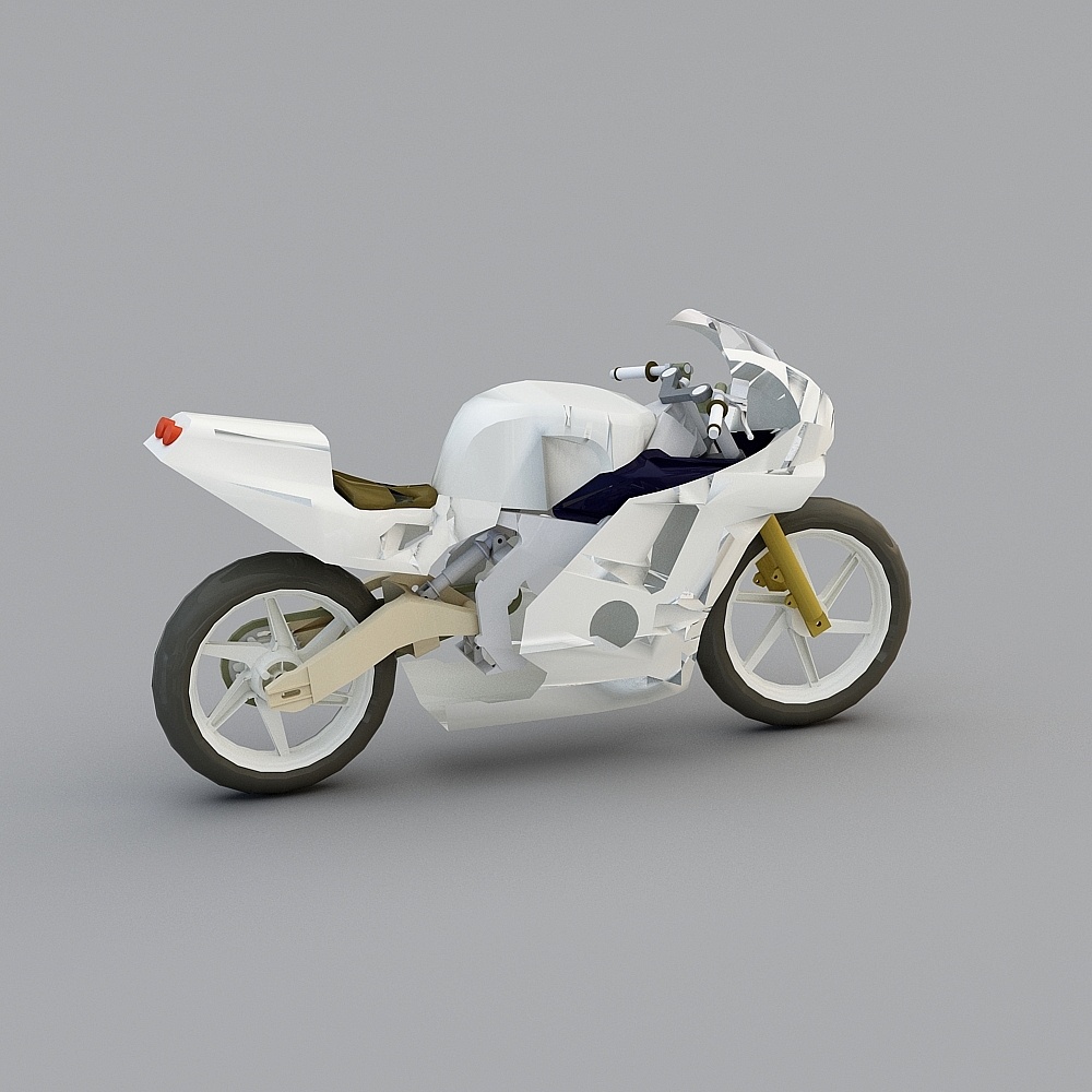 Futuristic Low-Poly Motorcycle 3D model