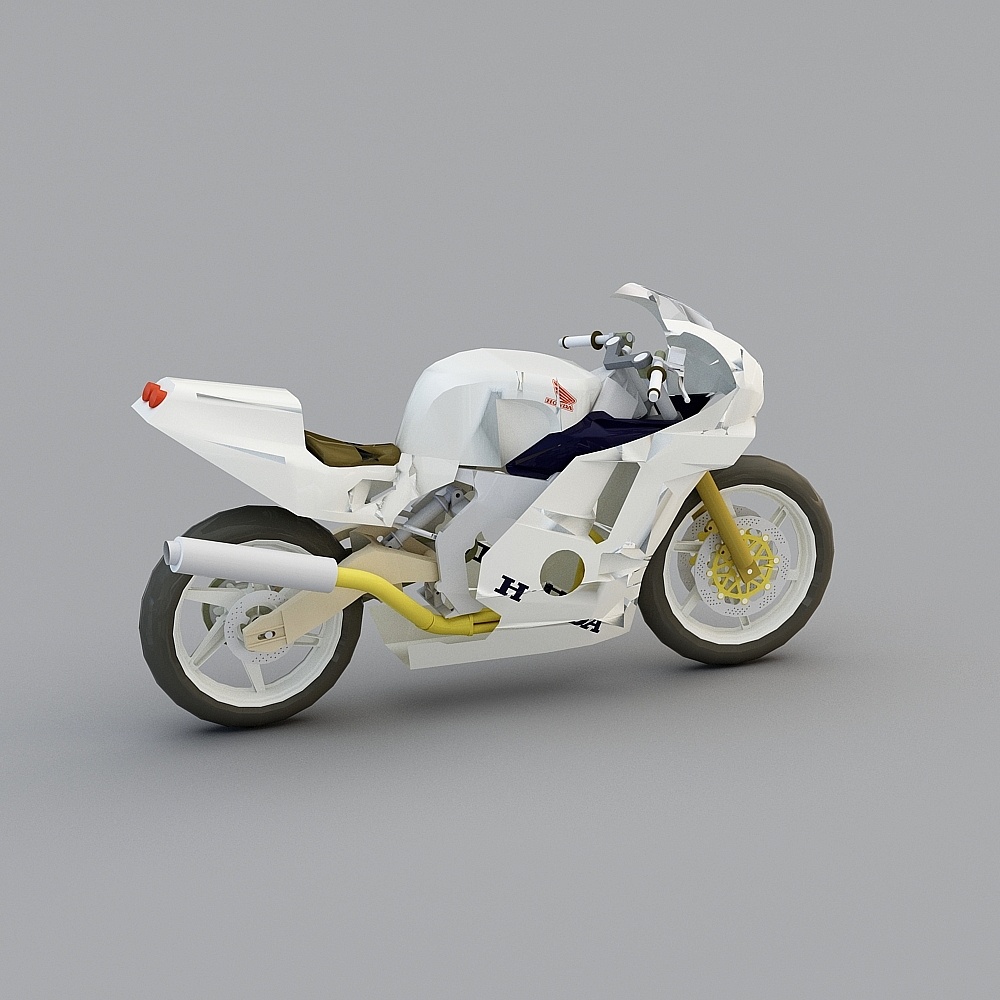 Stylish Low-Poly Motorcycle 3D Model
