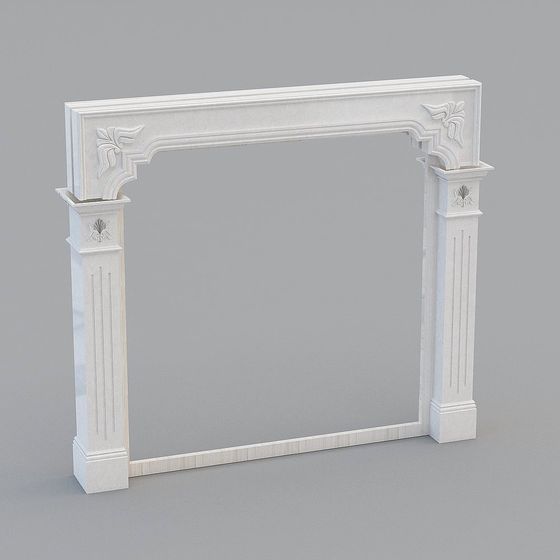 Gorgeous White Fireplace Frame 3D model