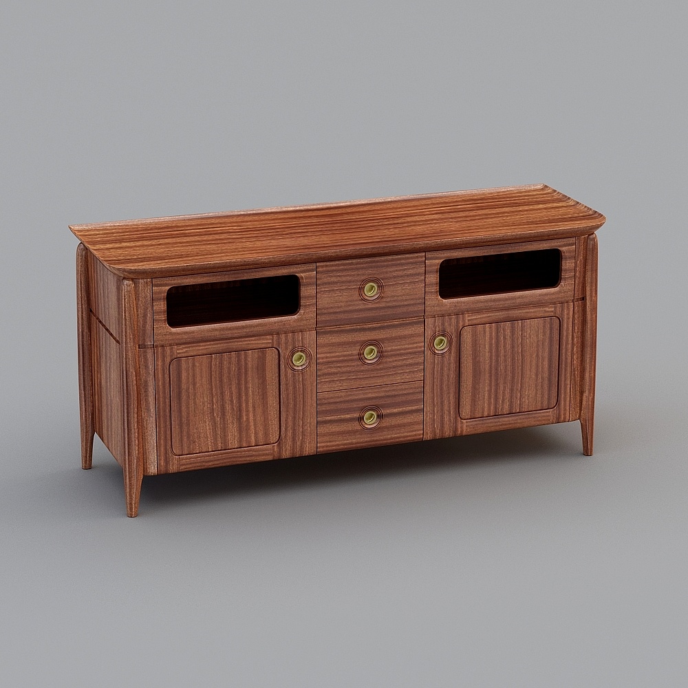 Elegant Low-Poly TV Cabinet 3D Model Design