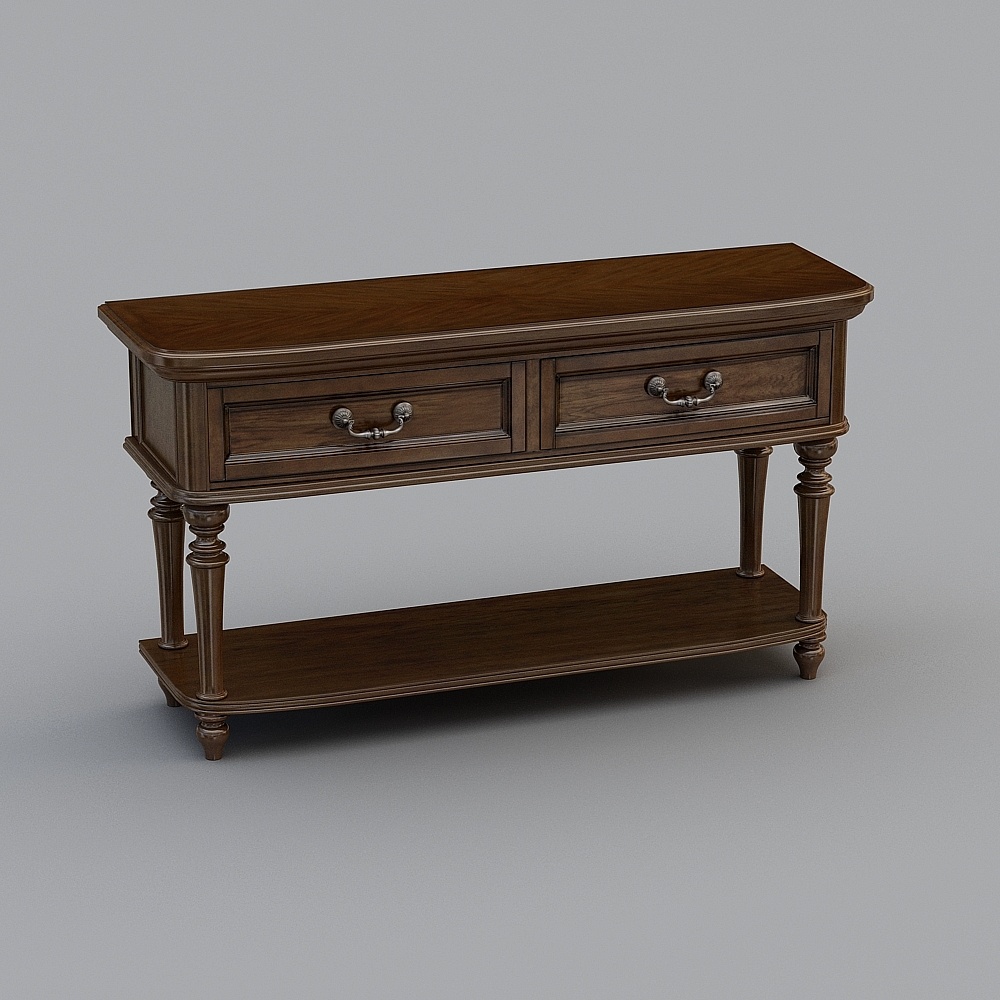 Vintage Wooden Console Table 3D model
