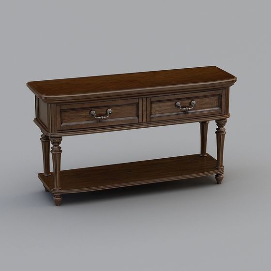 Vintage Wooden Console Table 3D model